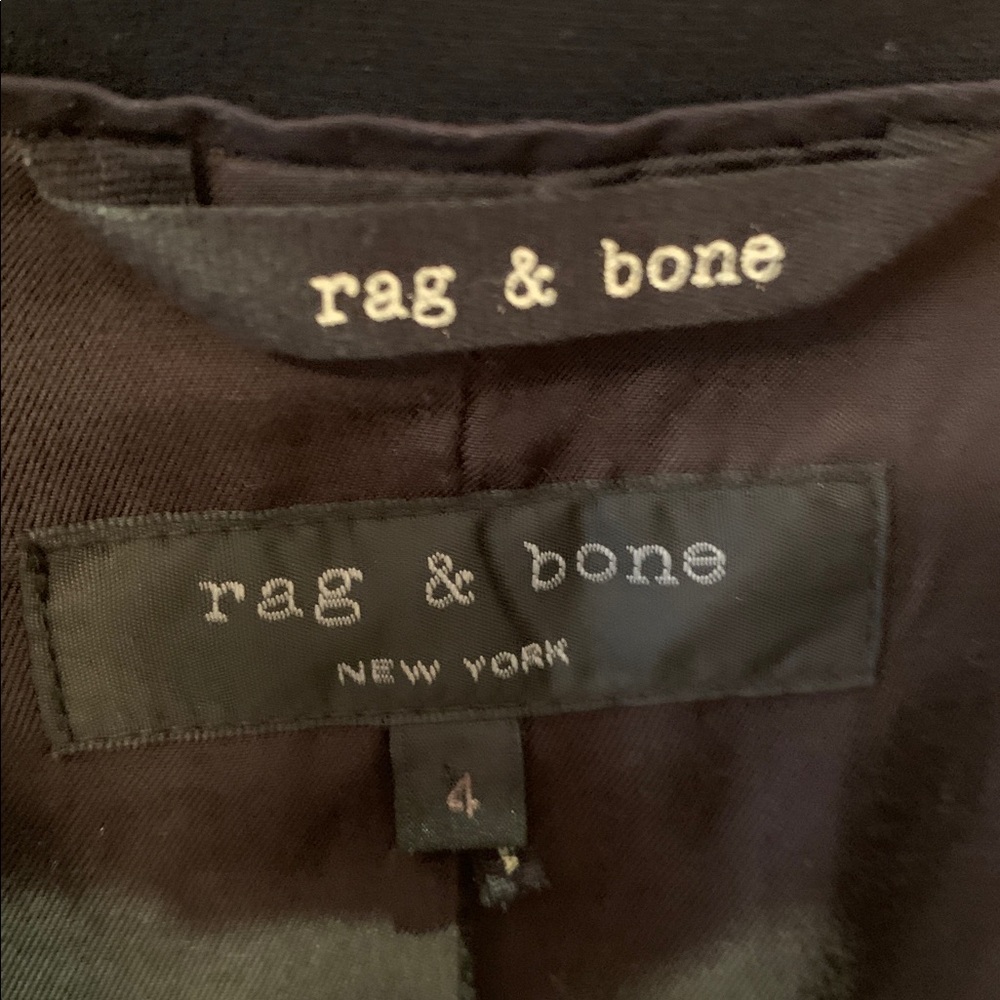Rag & Bone Black Leather Sleeve Blazer Size 4 - Picture 2 of 7